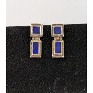 Vintage Sterling Silver 925 & Blue Stone signed BOMA Earrings